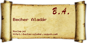 Becher Aladár névjegykártya